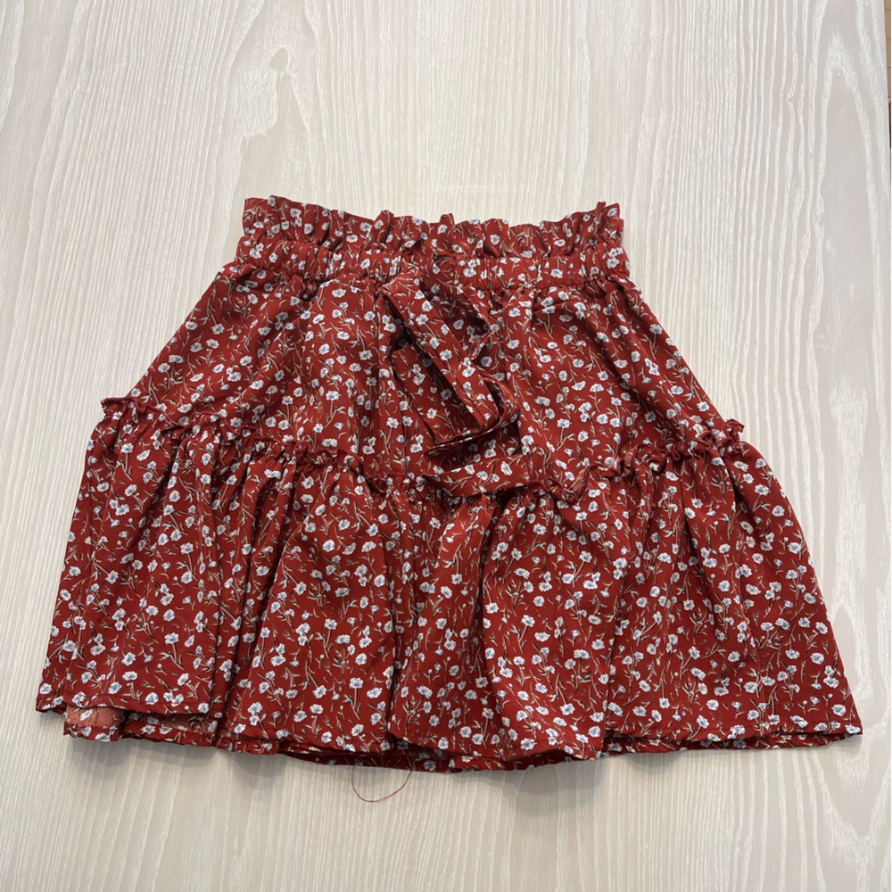 Red Floral Skirt